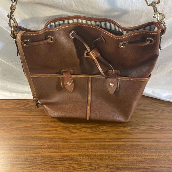 Dooney & Bourke Leather Tote Bucket Drawstring Bag Purse Handbag - Picture 2 of 7